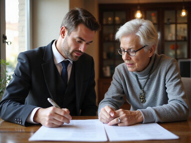 Réunion de consultation avec un client âgé