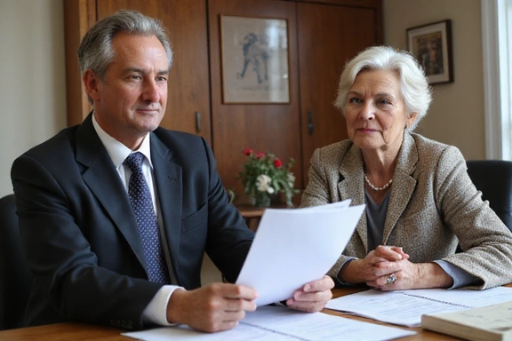 Avocat discutant avec un client retraité